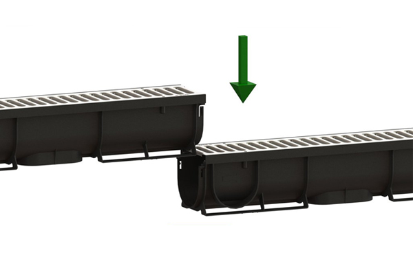Лоток водоотводный Easy1 DN70 H90, с решеткой щелевой оцинкованной (1000x90x90мм) класс нагрузки А15